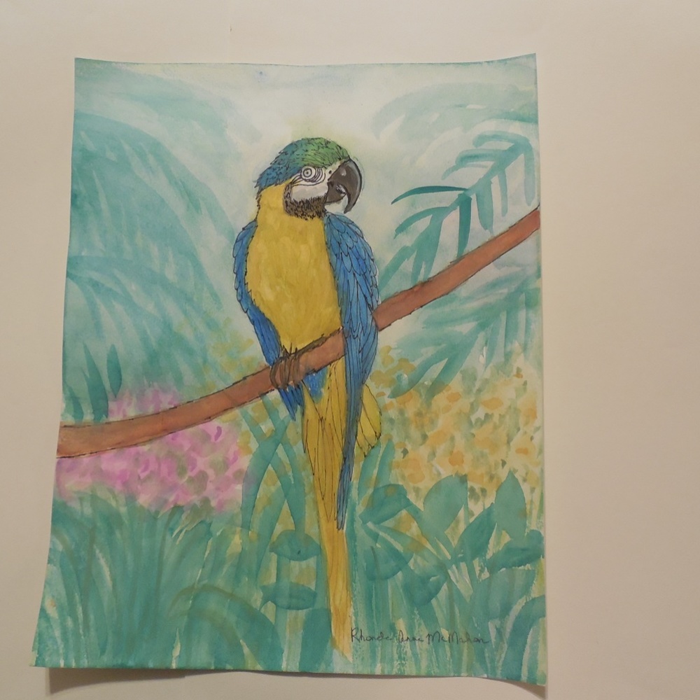 Original Watercolor Macaw Parrot HAND CRAFTED Painting - Picture 10 of 10